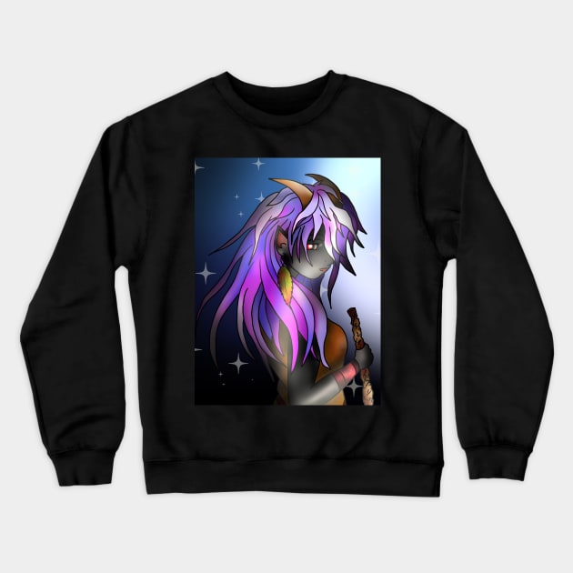 Beautiful tiefling (dark elf) druid Crewneck Sweatshirt by cuisinecat